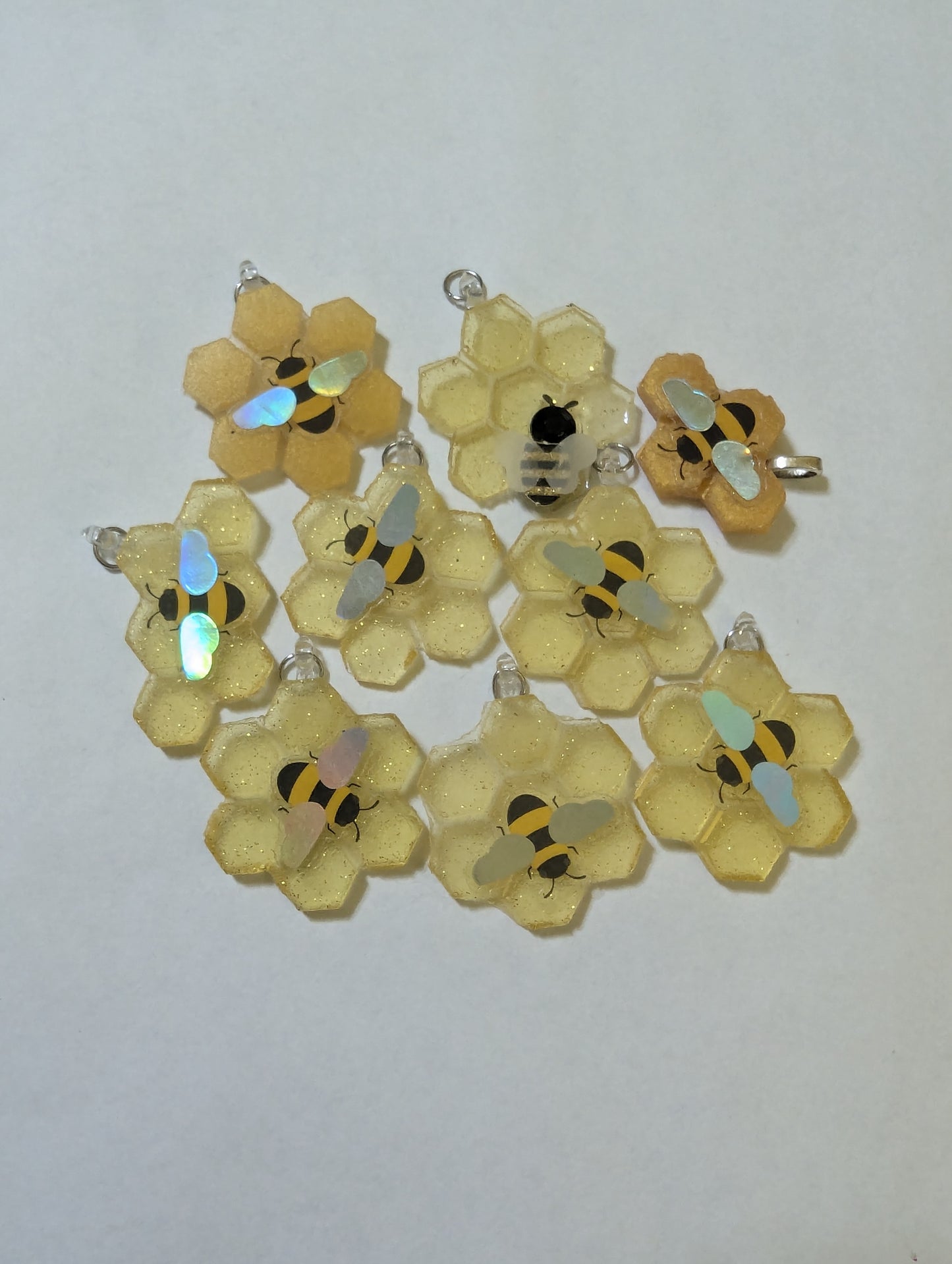 Bee on honeycomb pendant